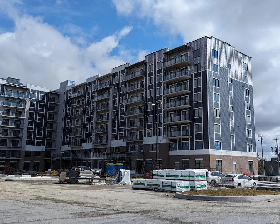 siding mid rise building outside Lindsay Ontario